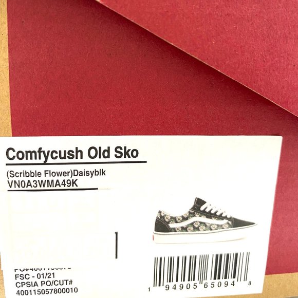 Vans Comfycush Old S Flower Black Canvas Skate Sneakers Mens Size 11 VN0A3WMA49K - Picture 10 of 11